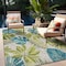 World Rug Gallery Contemporary Tropical Floral Indoor/Outdoor Area Rug 5'3'' x 7' Green 433GREEN5X7 - alternate 1